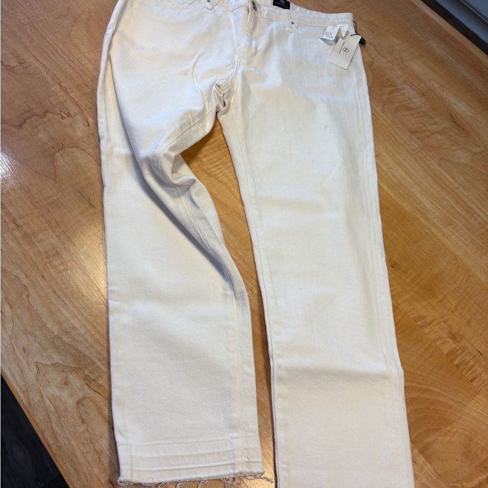 AG Adriano Goldschmied White Slim Straight Ankle Jeans